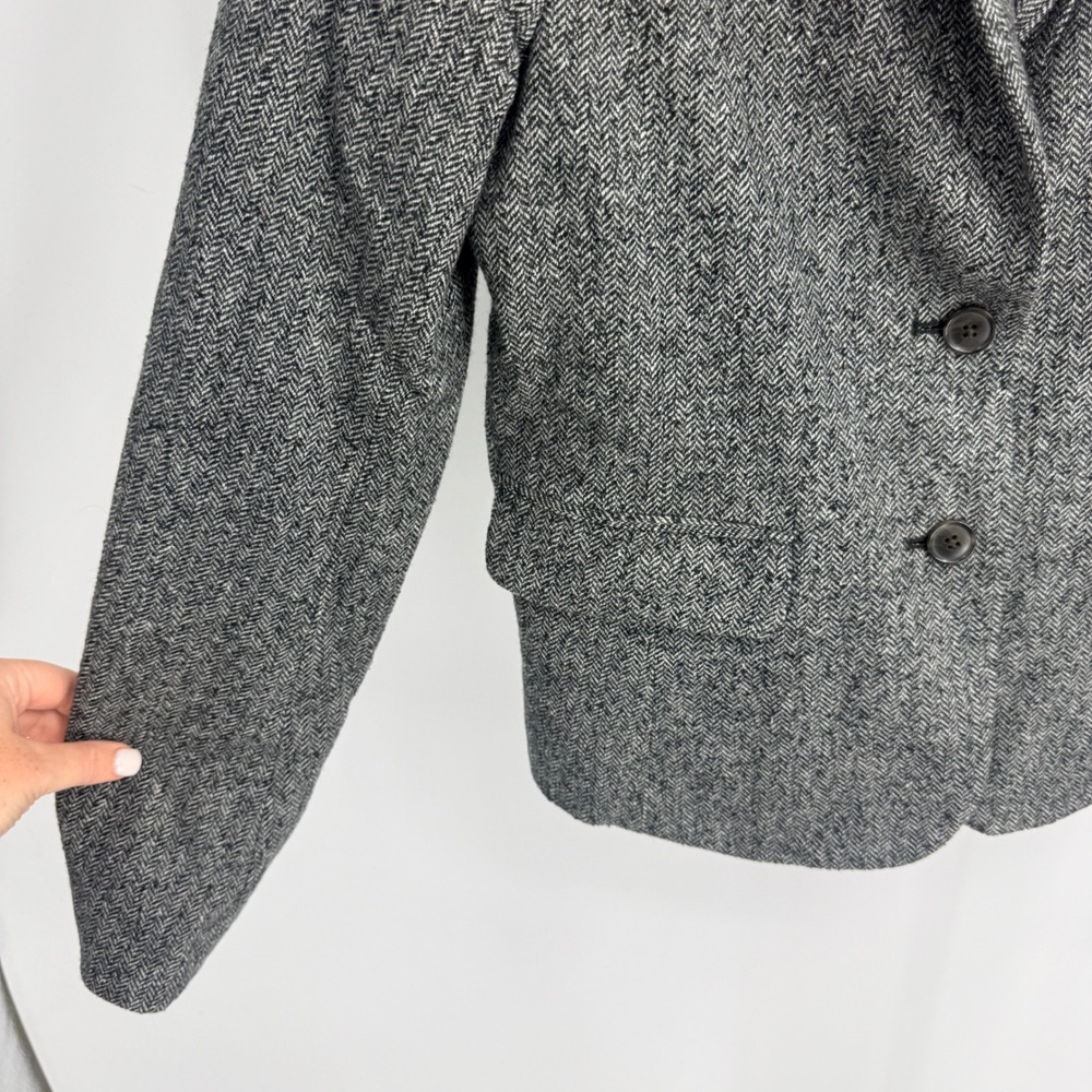 Gap The Academy Blazer Gray Herringbone Wool Silk Blend Red Lining 6 Academia - Picture 3 of 7